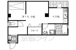 JR山陰本線 花園駅 徒歩5分の賃貸アパート 2階1Kの間取り