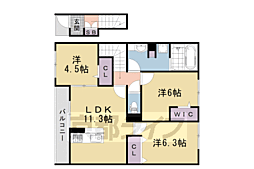 阪急嵐山線 松尾大社駅 徒歩14分の賃貸アパート 2階3LDKの間取り