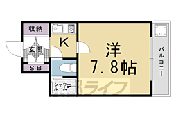 阪急京都本線 西京極駅 徒歩10分の賃貸マンション 3階1Kの間取り