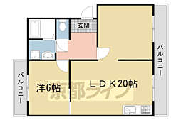 京都地下鉄東西線 太秦天神川駅 徒歩3分の賃貸マンション 4階1LDKの間取り