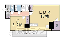 サンシティ四条西洞院 1階1LDKの間取り