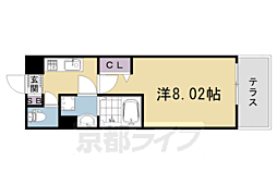 円町レジデンスII 1階1Kの間取り
