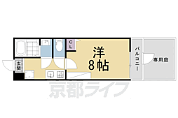 京都市営烏丸線 丸太町駅 徒歩12分の賃貸マンション 1階1Kの間取り
