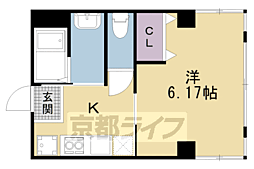 天進ビル 4階1Kの間取り