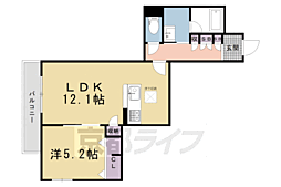 京福電気鉄道北野線 北野白梅町駅 徒歩14分の賃貸アパート 1階1LDKの間取り