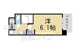 プレサンス京都四条烏丸 6階1Kの間取り