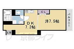 阪急京都本線 西院駅 徒歩19分の賃貸マンション 2階1DKの間取り