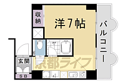 サンシティ烏丸 6階1Kの間取り