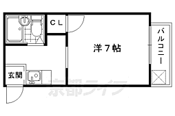 京都地下鉄東西線 太秦天神川駅 徒歩12分の賃貸マンション 2階1Kの間取り