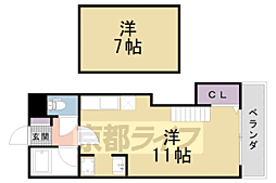 京福電気鉄道北野線 北野白梅町駅 徒歩17分の賃貸マンション 3階ワンルームの間取り