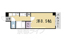 阪急京都本線 西院駅 徒歩6分の賃貸マンション 9階1Kの間取り