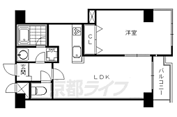 ライオンズマンション京都河原町 5階1LDKの間取り