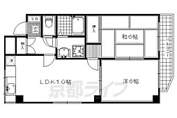 京都市営烏丸線 今出川駅 徒歩7分の賃貸マンション 4階2LDKの間取り