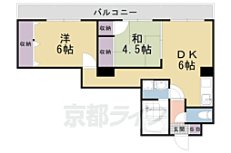 JR山陰本線 太秦駅 徒歩8分の賃貸マンション 4階2DKの間取り