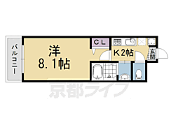 ベルク五条高倉 4階1Kの間取り