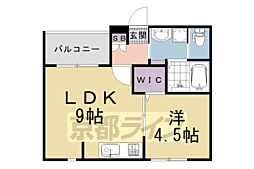 JR山陰本線 太秦駅 徒歩6分の賃貸アパート 3階1LDKの間取り