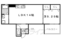 JR山陰本線 太秦駅 徒歩10分の賃貸アパート 1階1LDKの間取り