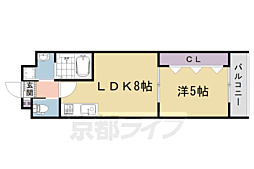 JR山陰本線 嵯峨嵐山駅 徒歩6分の賃貸マンション 2階1LDKの間取り