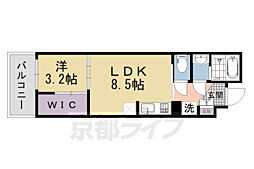シエーナグランデ四条烏丸 407 4階1LDKの間取り