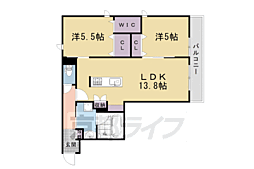 JR山陰本線 太秦駅 徒歩10分の賃貸マンション 2階2LDKの間取り
