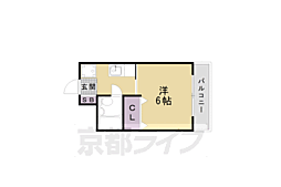 サンラック二条 3階ワンルームの間取り