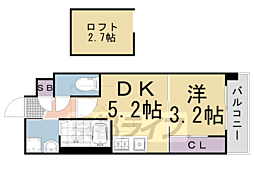 JR山陰本線 二条駅 徒歩10分の賃貸マンション 6階1DKの間取り