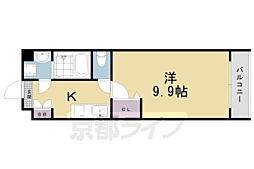 京都地下鉄東西線 太秦天神川駅 徒歩1分の賃貸マンション 3階1Kの間取り