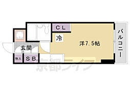 京都地下鉄東西線 太秦天神川駅 徒歩10分の賃貸マンション 2階1Kの間取り