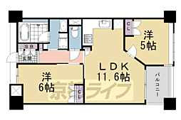 Ｌｉｖｉｏ四条大宮 2階2LDKの間取り