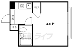 京都市営烏丸線 今出川駅 徒歩1分の賃貸マンション 2階1Kの間取り