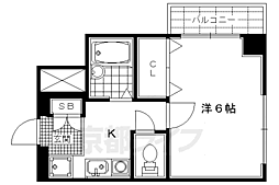 京福電気鉄道北野線 北野白梅町駅 徒歩14分の賃貸マンション 5階1Kの間取り