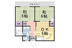 阪急京都本線 西院駅 徒歩13分の賃貸マンション 4階2DKの間取り