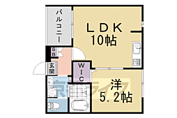 JR山陰本線 太秦駅 徒歩6分の賃貸アパート 1階1LDKの間取り