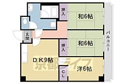 JR山陰本線 花園駅 徒歩8分の賃貸マンション 2階3DKの間取り