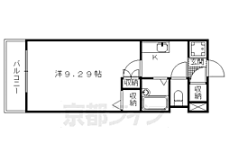 べレヴュー鴨川 2階1Kの間取り
