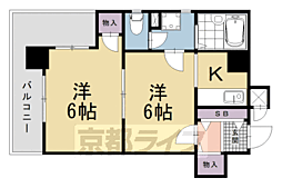 ライオンズマンション四条大宮 2Kの間取図画像