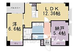 コモド御所南 1SLDKの間取図画像