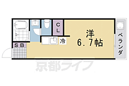 ユニメント桂 1Kの間取図画像