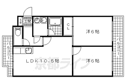 レイティ西大津 2LDKの間取図画像