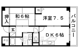 トーシンハイツ桃山 2DKの間取図画像