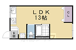 フラット桃山 ワンルームの間取図画像