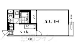 レオネクスト京田辺 1Kの間取図画像