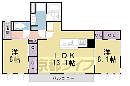 シェモワA 2LDKの間取図画像