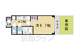 プレサンス京都五条天使突抜 1Kの間取図画像