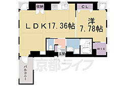 プランドール神宮丸太町 1LDKの間取図画像