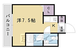 レッドボールコート上鳥羽 ワンルームの間取図画像