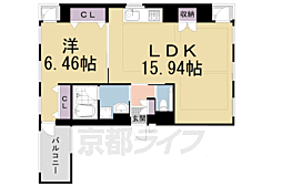 プランドール神宮丸太町 1LDKの間取図画像
