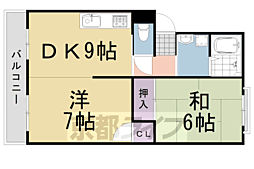 エクセルコート桂 2DKの間取図画像