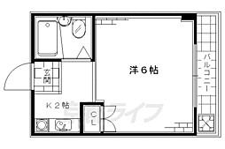 レジデンス丹波橋 1Kの間取図画像