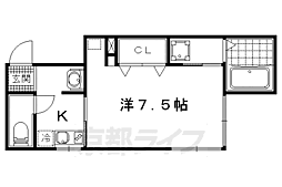 エモン山科 1Kの間取図画像